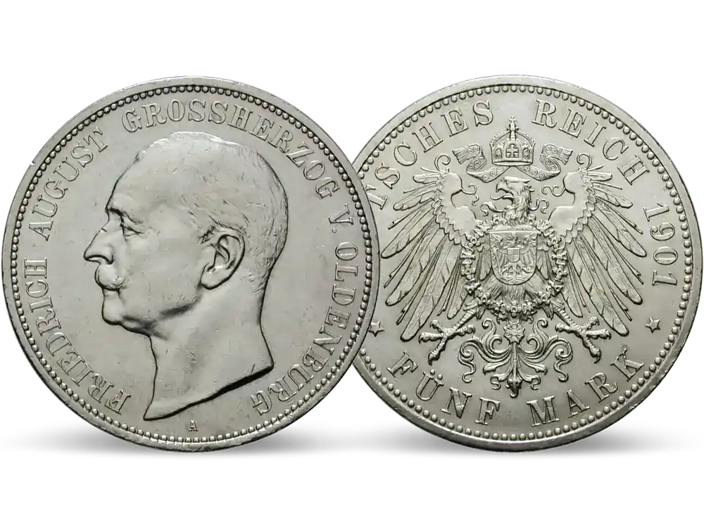 Rabatt - Deutsches Reich / Oldenburg 5 Mark 1900-1901 Großherzog Friedrich August