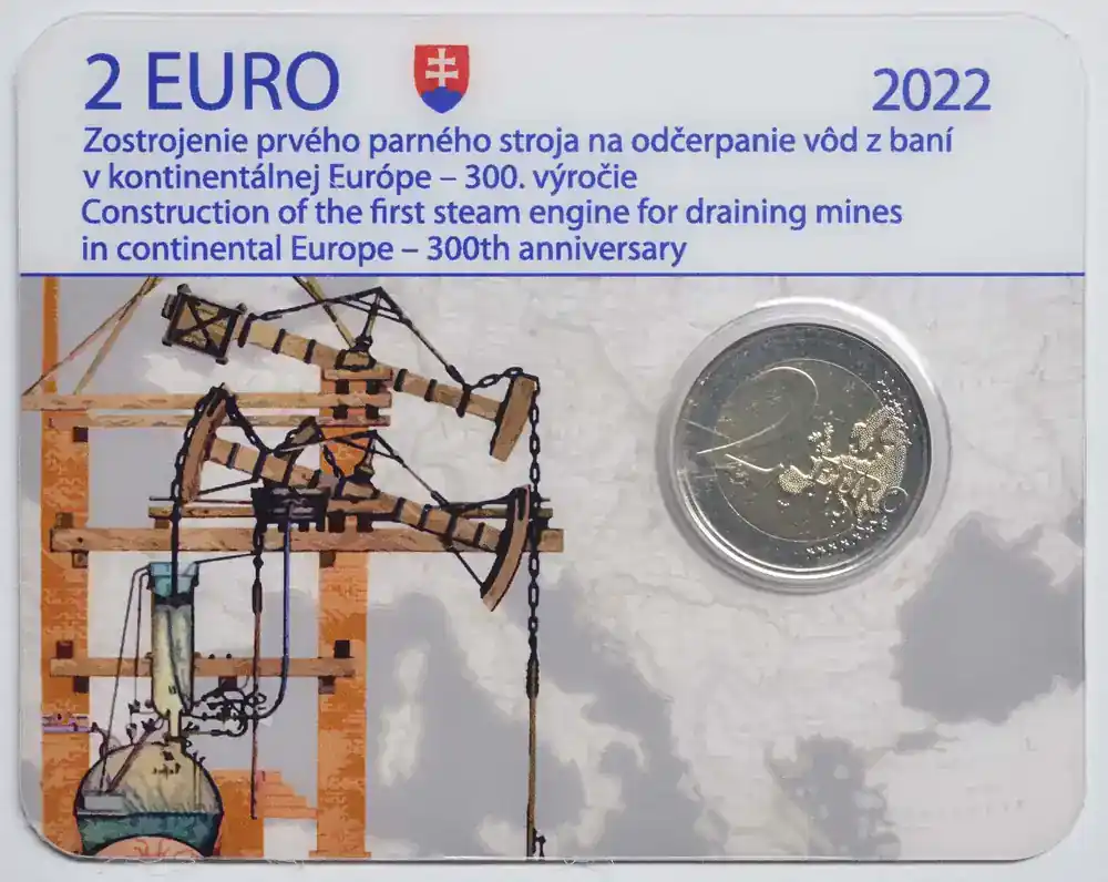 2 Euro Dampfmaschine 2022 bfr Slowakei Coincard - Hochwertig