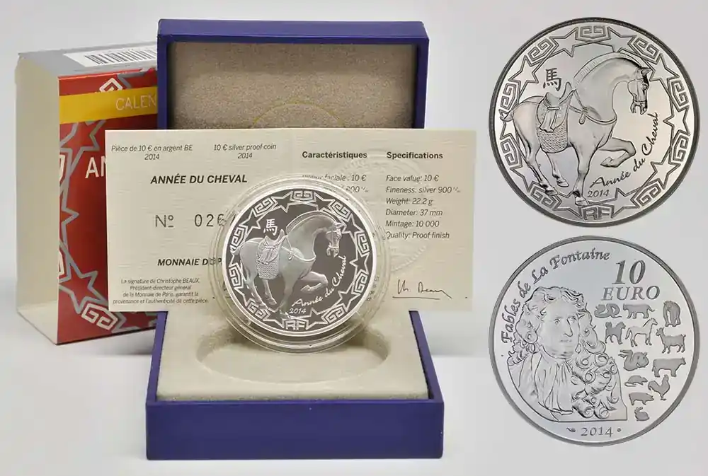 Schnäppchen | Frankreich 10 Euro Jahr des Pferdes 2014 PP
