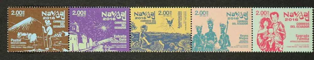 Briefmarken 2016 Ecuador Weihnachten Christmas Berg Stern Indios MNH - Letzte Stücke