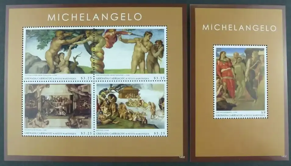 Briefmarken 2014 Grenada Grenadinen Michelangelo Gemälde Paintings Kunst Art Fresken MNH | Günstig