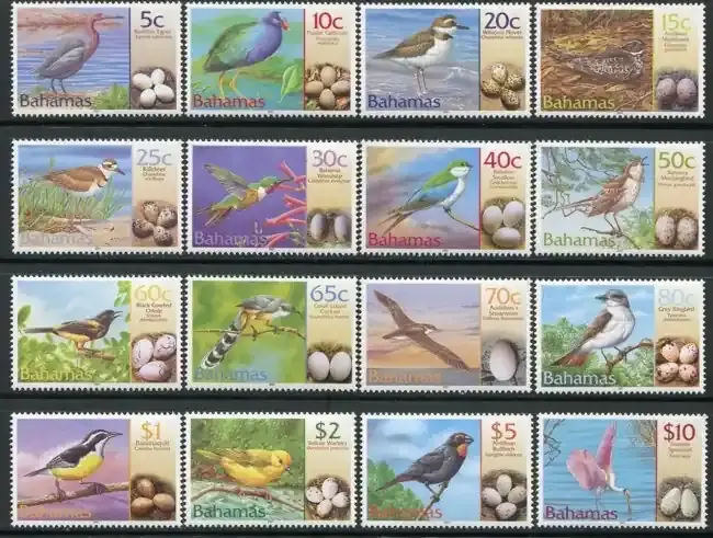 Briefmarken Bahamas 2001 Vögel Gelege Birds Uccelli Oiseaux 1073-1088 Postfrisch MNH - Endet bald