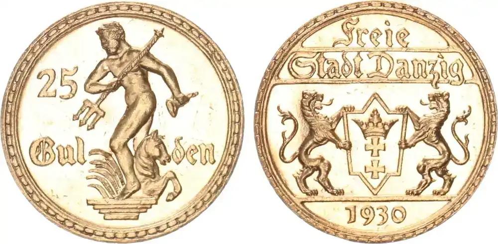 25 Gulden 1930 Freie Stadt Danzig Prachtexemplar, vz-st in exclusiver Box - Sehr gefragt