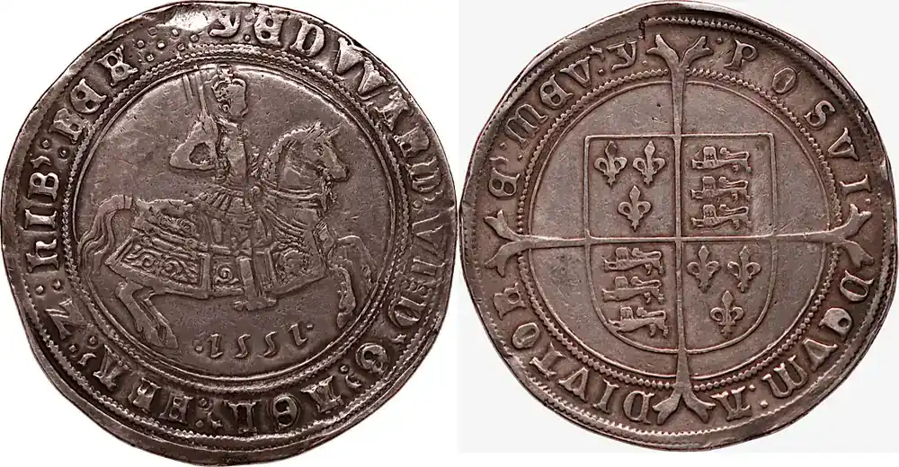 Brandneu | United Kingdom Crown Hammered Silver 1551 Crown Edward VI