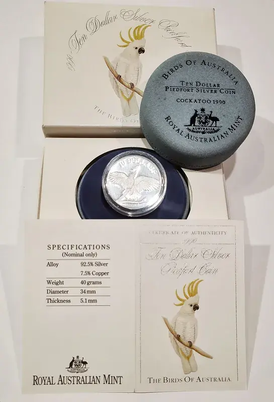 Australia 10 Dollars 1990 Cockatoo – Piedfort / Piefort PP | Aktionspreis