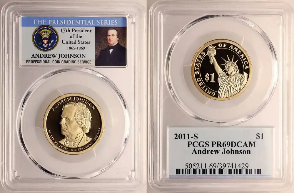 Sonderpreis - USA 1 Dollar 2011 S 17th President Andrew Johnson PCGS PR 69 DCAM