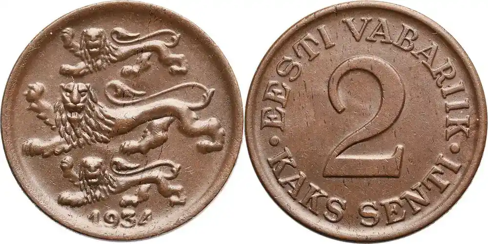 Premium-Qualität - Estonia, Republic 1918-1941 2 Senti 1934 fast St