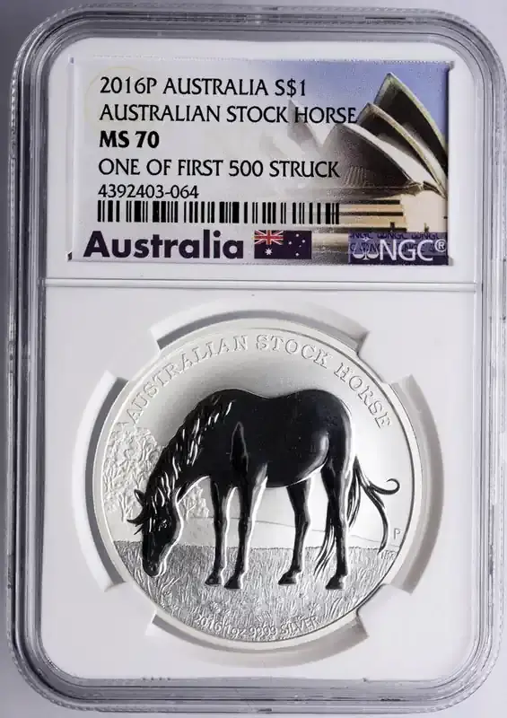 Dollar 2016 P Australian stock horse NGC MS 70 - Preis gesenkt